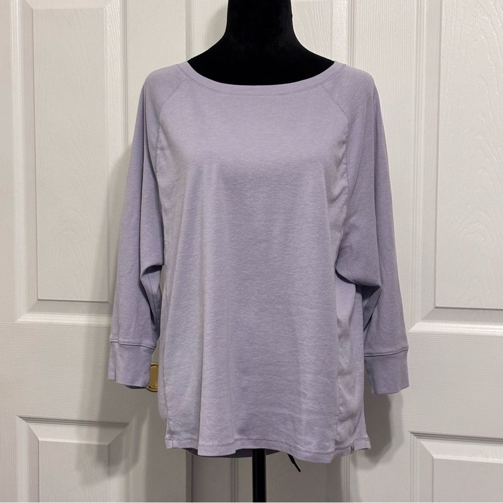 Eddie Bauer Women's Lavender Purple 3/4 Sleeve Stretch Shirt Top Small Oversized